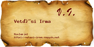 Vetési Irma névjegykártya